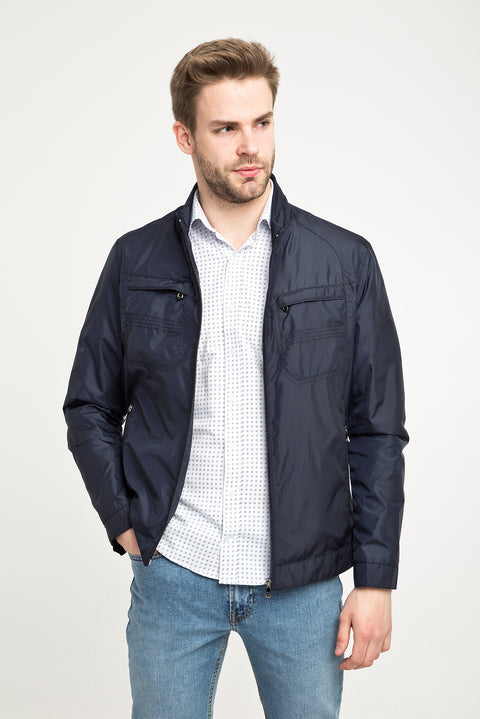 Orta Lacivert Slim Fit Dar Kesim Mevsimlik Spor Mont