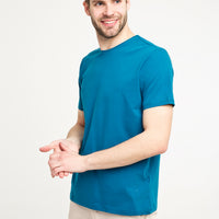 Petrol Green Crew Neck Plain Slim Fit Narrow Cut T-Shirt