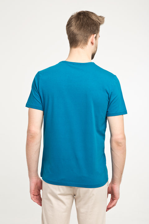 Petrol Green Crew Neck Plain Slim Fit Narrow Cut T-Shirt