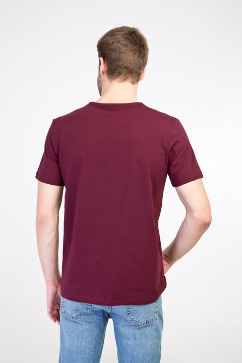 Cherry Red Crew Neck Slim Fit Narrow Cut T-Shirt