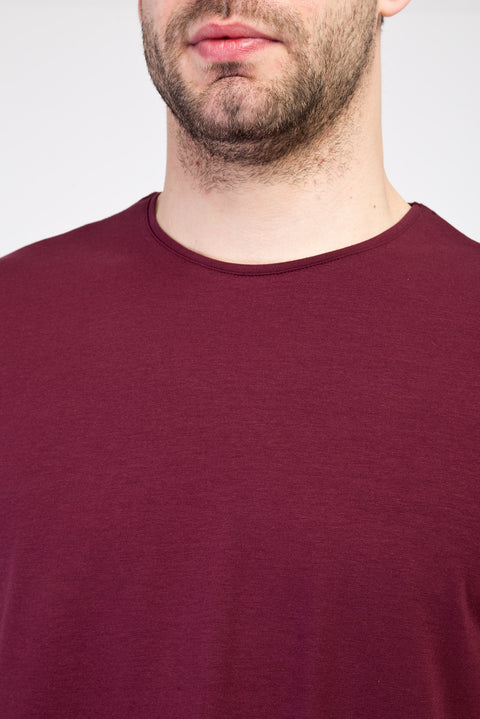 Cherry Red Crew Neck Slim Fit Narrow Cut T-Shirt