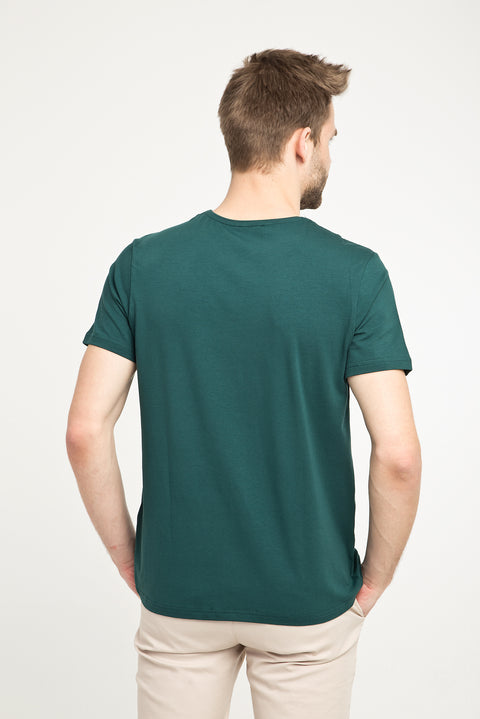 Zümrüt Yeşili Bisiklet Yaka Düz Slim Fit Dar Kesim Tişört