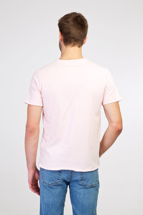Dusty Pink V-Neck Slim Fit Cotton T-Shirt