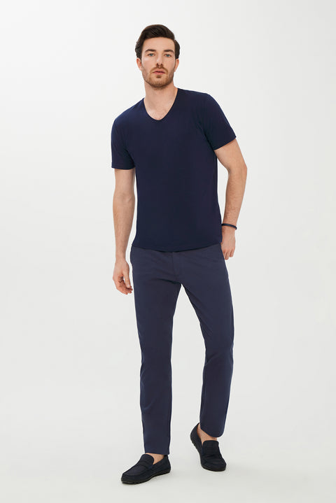 Dark Navy V-Neck Slim Fit T-Shirt