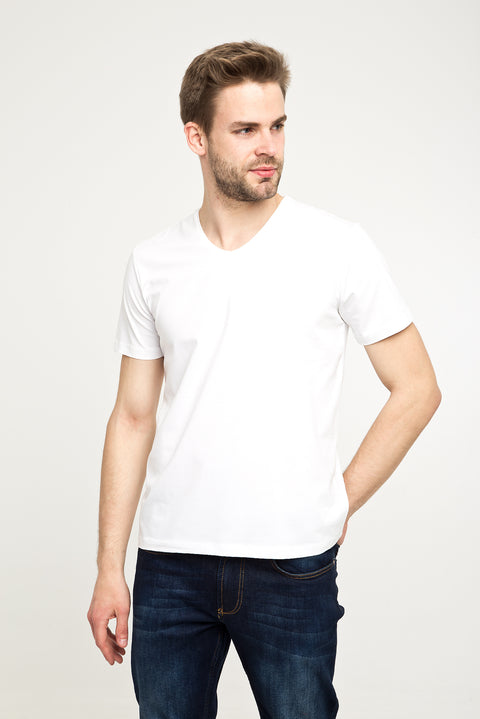 White V-Neck Slim Fit T-Shirt