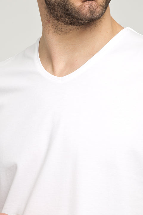 White V-Neck Slim Fit T-Shirt