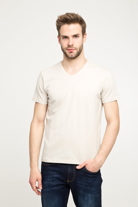 Stone V-Neck Slim Fit Narrow Cut T-Shirt