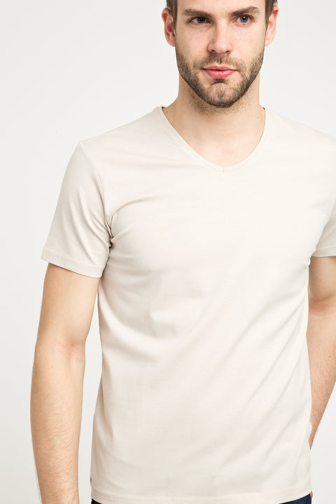 Stone V-Neck Slim Fit Narrow Cut T-Shirt