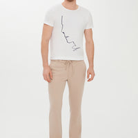 White Crew Neck Super Slim Fit Extra Narrow Cut Printed T-Shirt