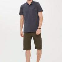 Medium Grey Plain Polo Collar Piqué Pocket T-Shirt