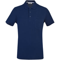 Medium Navy Pocketed Polo Collar Regular Fit Cotton T-Shirt