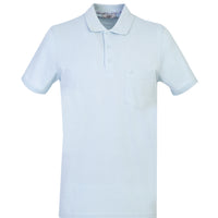 Light Blue Pocketed Polo Collar Regular Fit Cotton T-Shirt