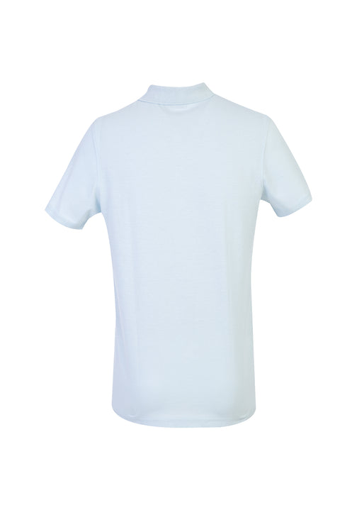 Light Blue Pocketed Polo Collar Regular Fit Cotton T-Shirt