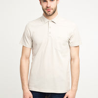 Stone Pocket Polo Collar Regular Fit Cotton T-Shirt