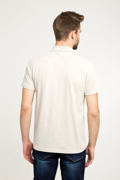 Stone Pocket Polo Collar Regular Fit Cotton T-Shirt