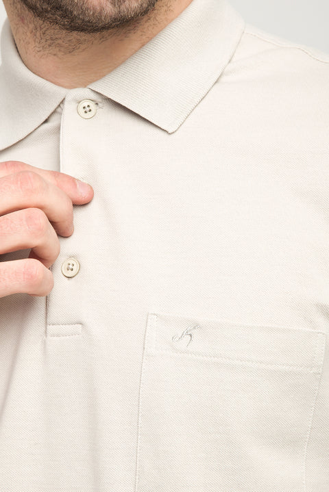 Stone Pocket Polo Collar Regular Fit Cotton T-Shirt