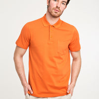 Pumpkin Pocket Polo Neck Regular Fit Cotton T-Shirt