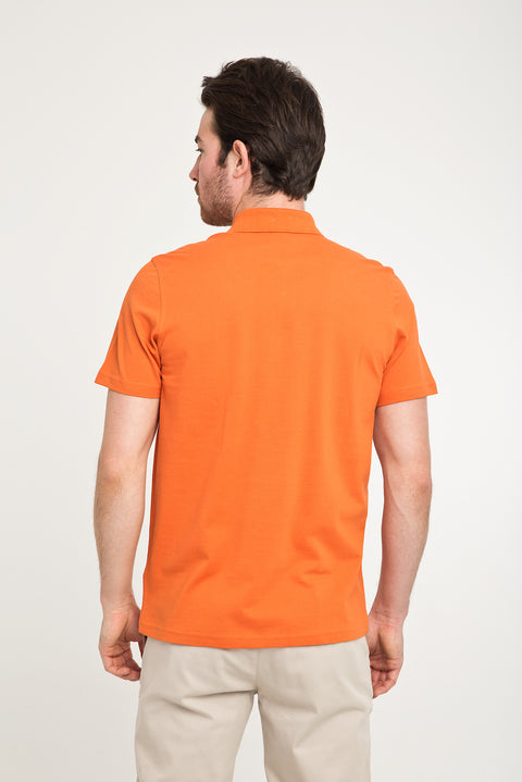 Pumpkin Pocket Polo Neck Regular Fit Cotton T-Shirt