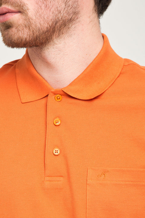 Pumpkin Pocket Polo Neck Regular Fit Cotton T-Shirt