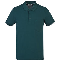 Emerald Green Pocketed Polo Collar Regular Fit Cotton T-Shirt