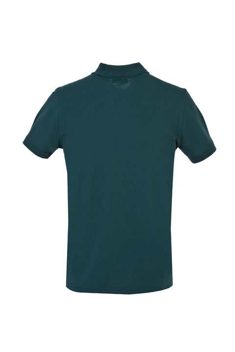 Emerald Green Pocketed Polo Collar Regular Fit Cotton T-Shirt