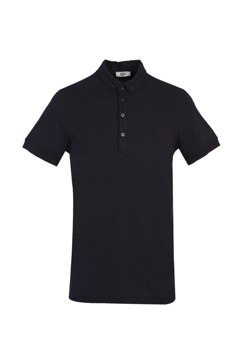 Black Half Italian Collar Supima T-Shirt