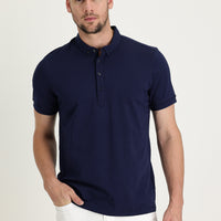 Dark Navy Half-Italian Collar Regular Fit Supreme T-shirt