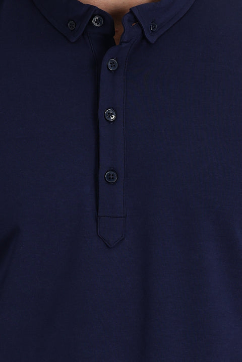 Dark Navy Half-Italian Collar Regular Fit Supreme T-shirt