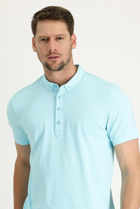 Aqua Half Italian Collar Supima T-Shirt