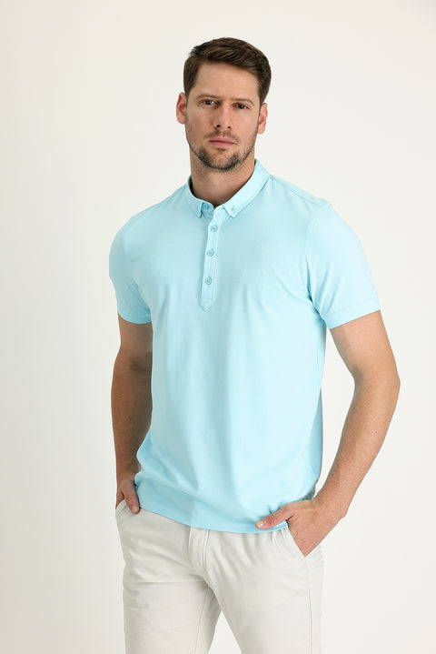 Aqua Half Italian Collar Supima T-Shirt
