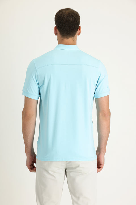 Aqua Half Italian Collar Supima T-Shirt