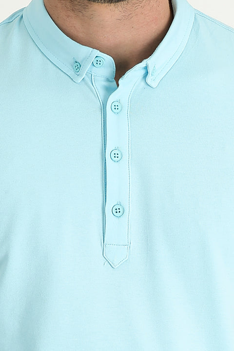 Aqua Half Italian Collar Supima T-Shirt