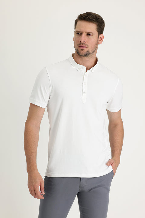 White Half-Italian Collar Supreme T-shirt
