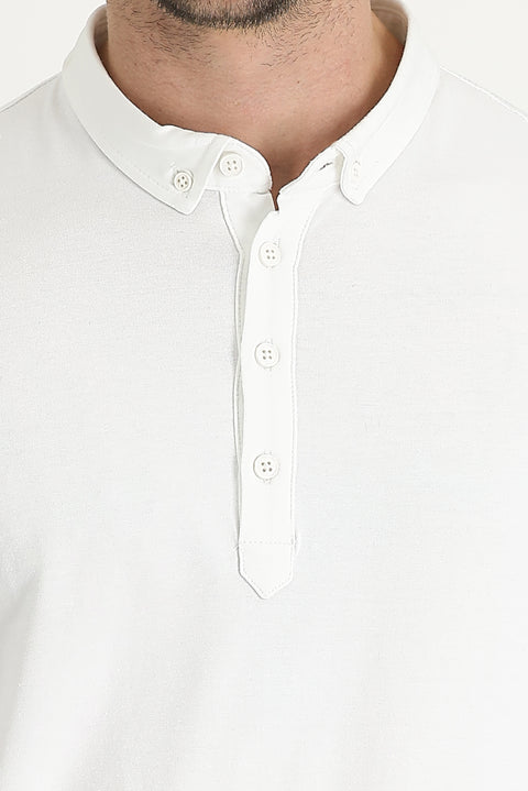 White Half-Italian Collar Supreme T-shirt