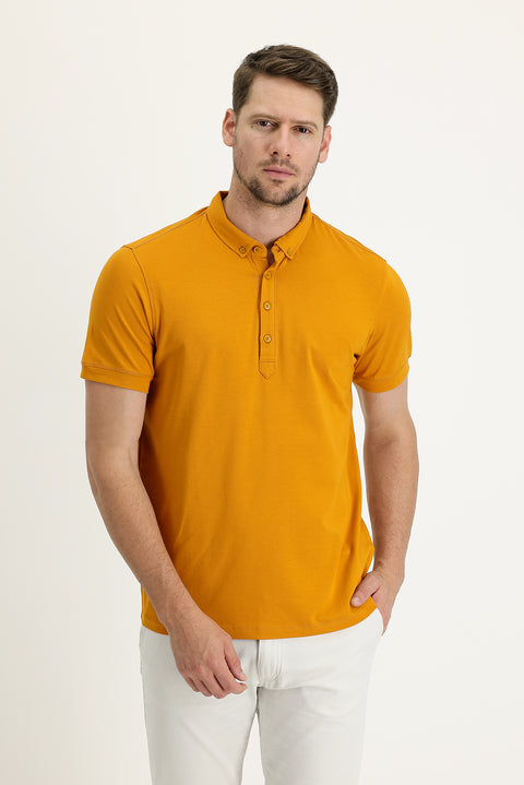 Saffron Half Italian Collar Regular Fit Supreme T-Shirt