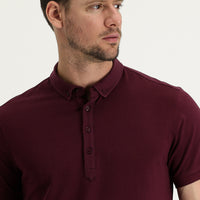 Cherry Red Half Italian Collar Regular Fit Supreme T-Shirt