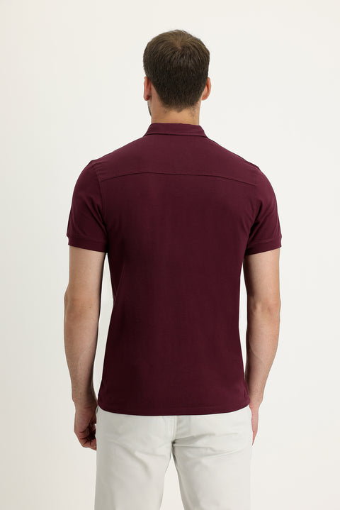 Cherry Red Half Italian Collar Regular Fit Supreme T-Shirt