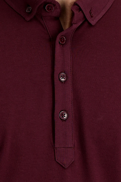 Cherry Red Half Italian Collar Regular Fit Supreme T-Shirt