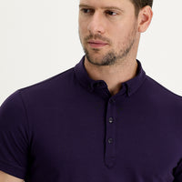 Dark Purple Half-Italian Collar Regular Fit Supreme T-Shirt