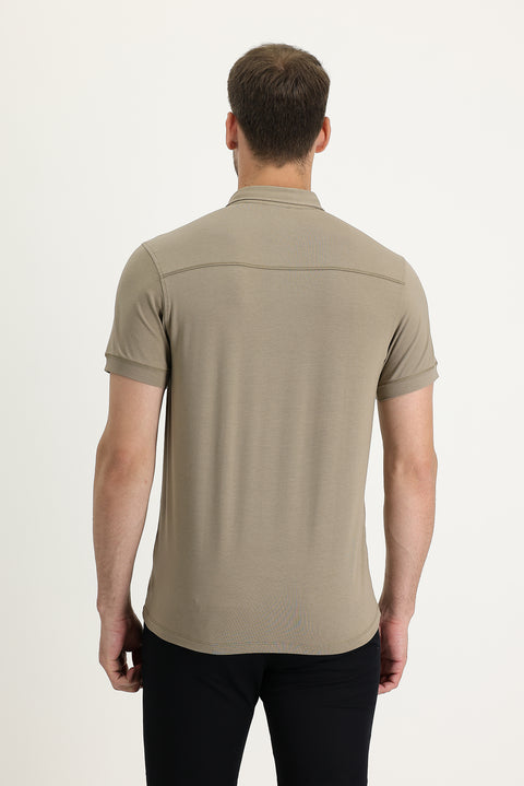 Dark Mink Half Italian Collar Supreme T-Shirt