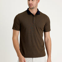 Koyu Lacivert Polo Yaka Regular Fit Desenli Tişört