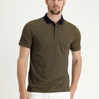 Pumpkin Polo Collar Regular Fit Patterned T-shirt