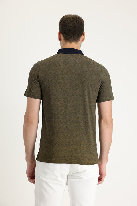 Pumpkin Polo Collar Regular Fit Patterned T-shirt