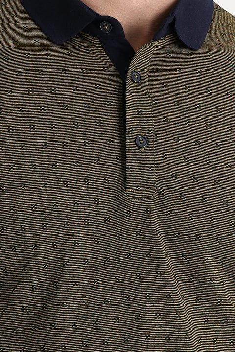 Pumpkin Polo Collar Regular Fit Patterned T-shirt