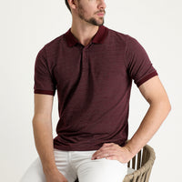 Cherry Red Polo Collar Regular Fit Patterned T-shirt