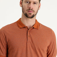Tile-colored Polo Collar Regular Fit Patterned T-shirt