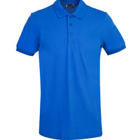Cobalt Blue Polo Collar Slim Fit Narrow Cut Cotton T-Shirt