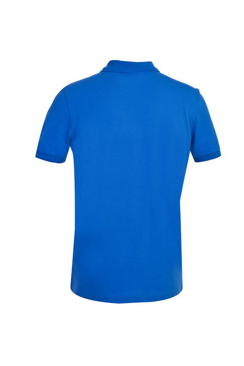 Cobalt Blue Polo Collar Slim Fit Narrow Cut Cotton T-Shirt