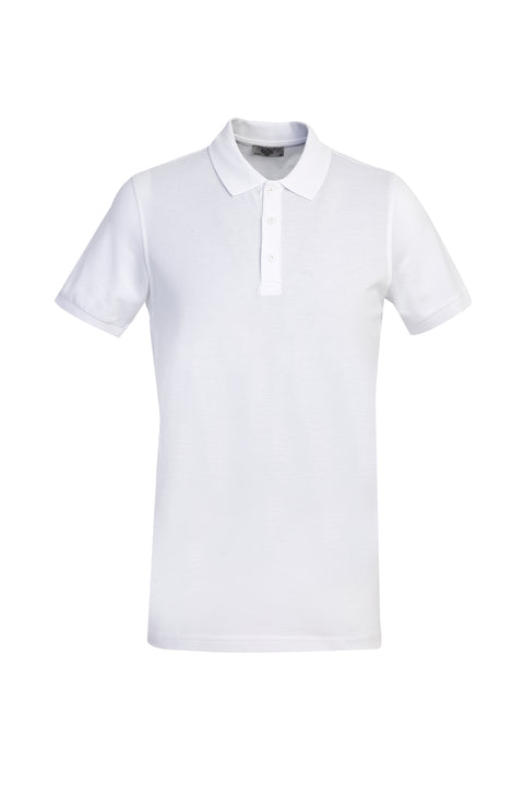 White Polo Collar Slim Fit Narrow Cut Cotton T-shirt