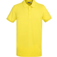 Lemon Yellow Polo Collar Slim Fit Narrow Cut Cotton T-shirt
